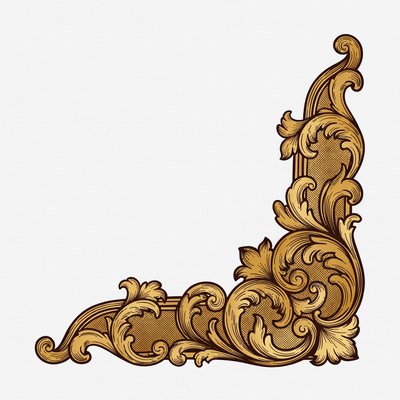 Golden Ornate Corner Border Illustration