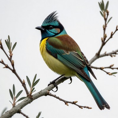 Colorful Crested Bee-eater Bird on Branch