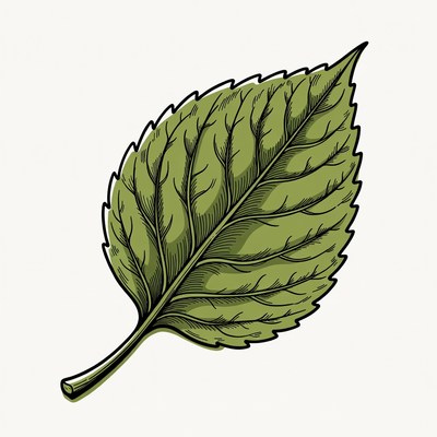 Green serrated leaf illustration