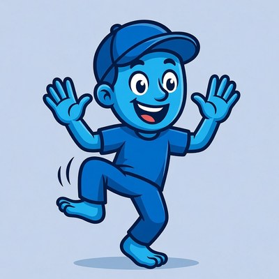 Cartoon boy dancing happily