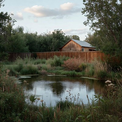 Rustic Barn by Small Pond