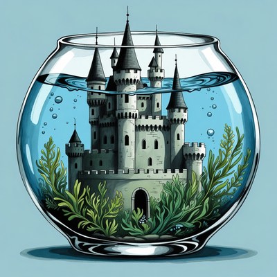 Castle Inside Glass Fishbowl