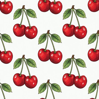 Red Cherries Seamless Pattern