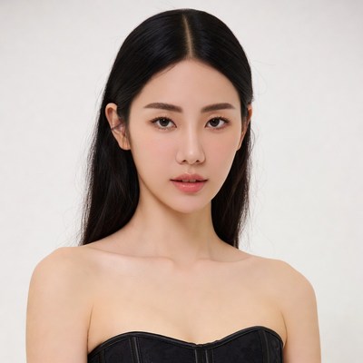 Asian woman in black corset