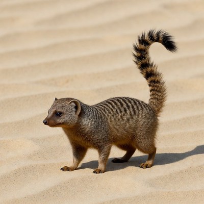 Suricate standing on sand dunes