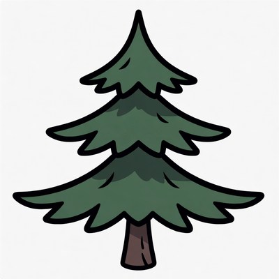 Cartoon Green Pine Tree