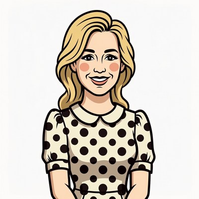 Blonde woman in polka dot dress