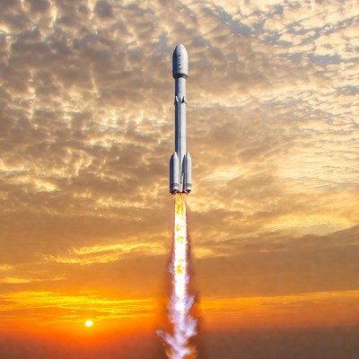 Rocket Launching at Sunset