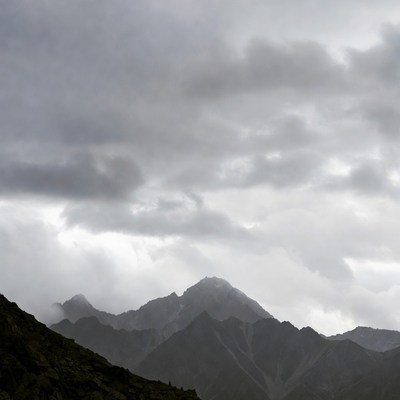 Cloudy Mountains in Foggy Landscape