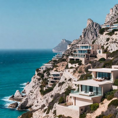 Luxury Villas on Cliffside Overlooking Sea