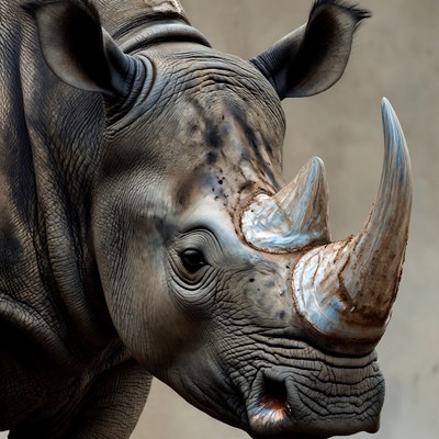 Close-up of white rhinoceros head