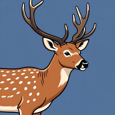Cartoon Deer with Antlers