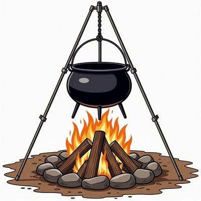 Campfire with Cauldron Pot