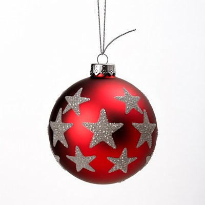 Red Christmas ornament with silver stars