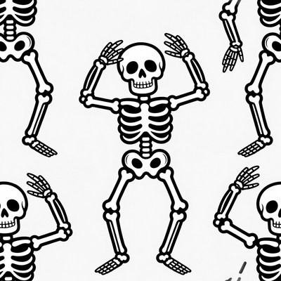 Dancing Skeleton Clipart Pattern