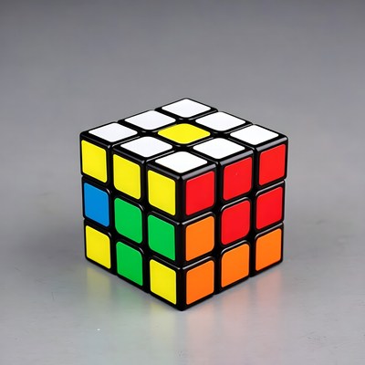 Colorful Rubik's Cube on Gray Background