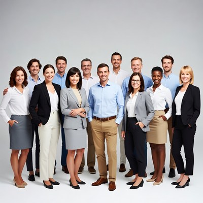 Diverse business team standing together