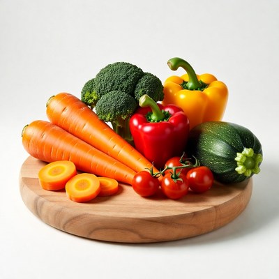 Fresh vegetables on wooden board