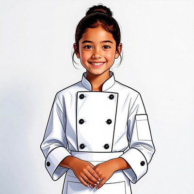 Smiling Asian girl in chef uniform