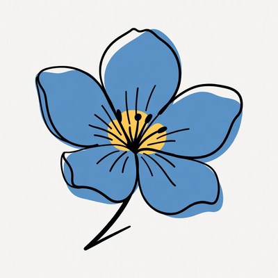 Blue Forget-Me-Not Flower Illustration
