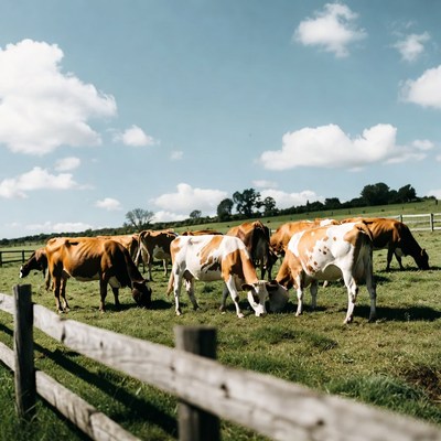 Holstein cows grazing by wooden fence