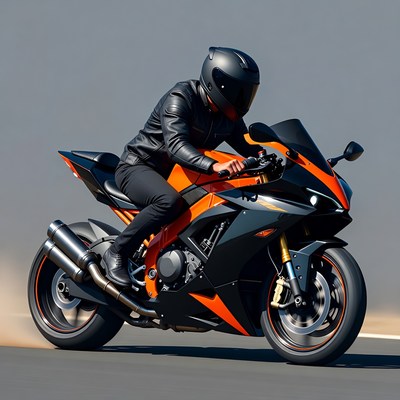 Man riding orange sport motorcycle