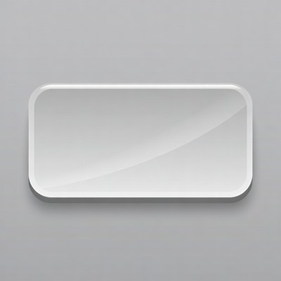 Glossy White Button on Gray Background