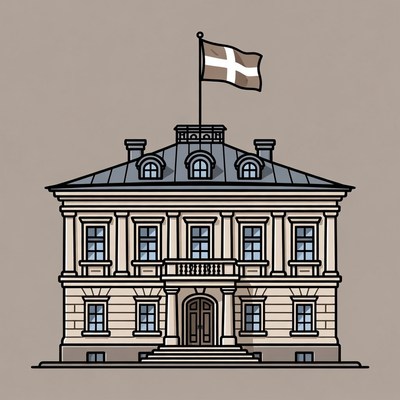 Danish Building with Flag
