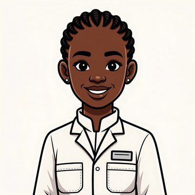 African-American woman in white lab coat
