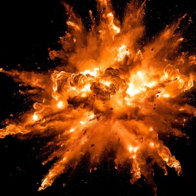 Massive Orange Fire Explosion