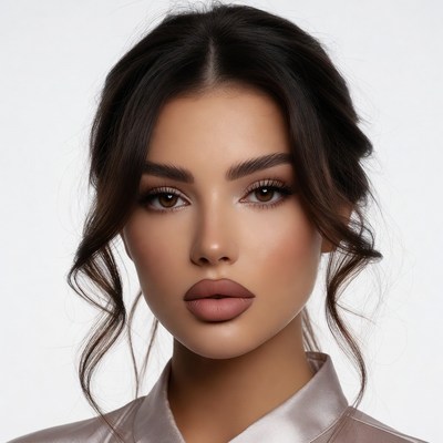 Beautiful woman with glossy lips