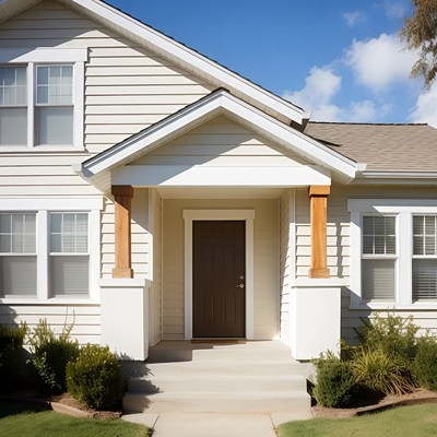 White Suburban House Front Entrance