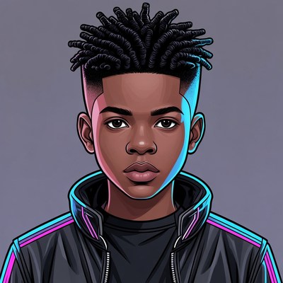 African-American boy with curly hair