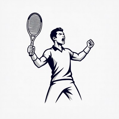 Tennis player celebrating victory