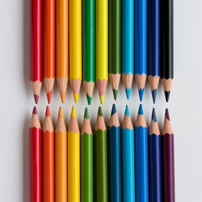 Colorful Crayons Arranged in Rainbow