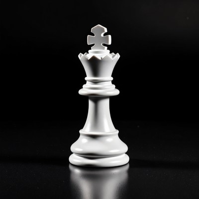 White Chess King on Black Background