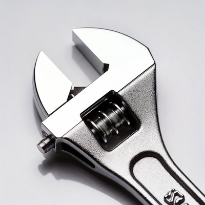 Silver adjustable wrench isolated