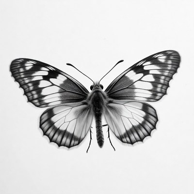 Black and White Butterfly Illustration