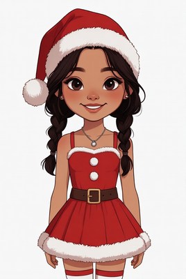Anime girl in Santa dress