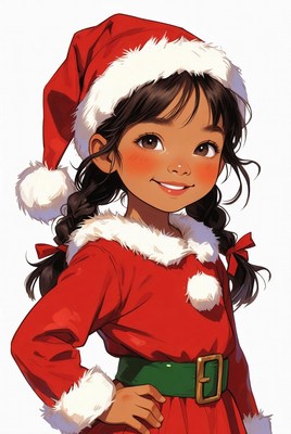Cute Asian girl in Santa dress