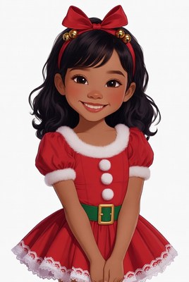 Asian girl in Santa dress