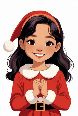Asian girl in Santa dress