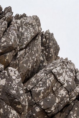 Rugged lichen-covered rock formation