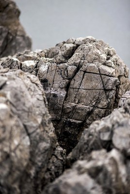 Closeup of textured gray rock formation