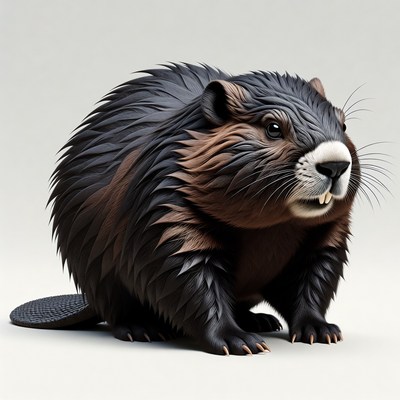 Fluffy Beaver on White Background