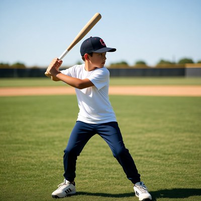 Boy swinging baseball bat