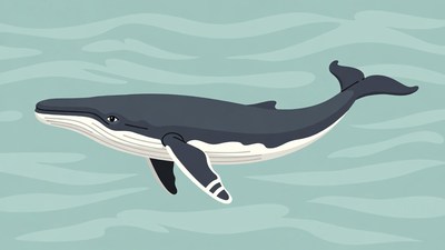 Humpback whale swimming in ocean