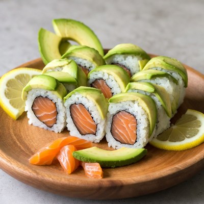Avocado Salmon Sushi Rolls