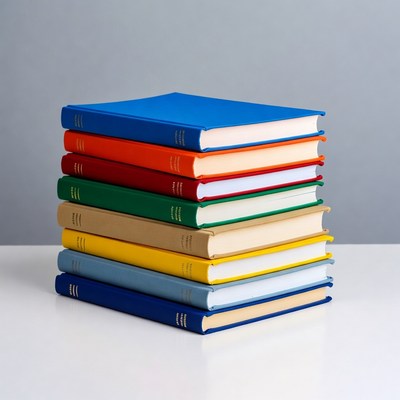 Colorful stack of hardcover books