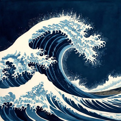 Giant Wave Crashing in Ocean